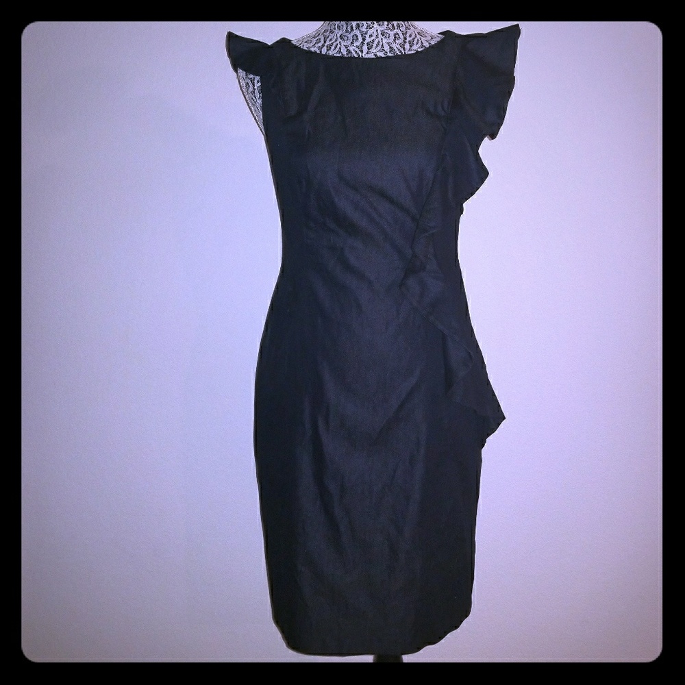 Navy blue ruffled dress